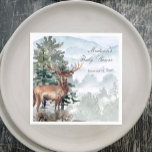 Babyskö för träskog med vattenfärg Skogsskog Pappersservett<br><div class="desc">Anpassa söta blöjor till gäster vid barnduschen med Watercolor Woodland Forest Stag Baby Shower Napkins. Favoritpåsar har en hjort med vattenfärg med kantler på en skogsgårdsplats fylld med berg och gräs träd med vit övertäckning. Perfekt för babyduschar med ett viltlevande skogsområde. Ytterligare babyduschfavörer, party-dekor, tillbehör och desserter som finns tillgängliga...</div>