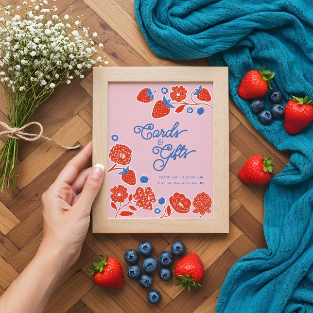 Babyskofakort och presenter Berries & Flowers Poster (Baby Shower Cards & Gifts Berries & Flowers Poster)