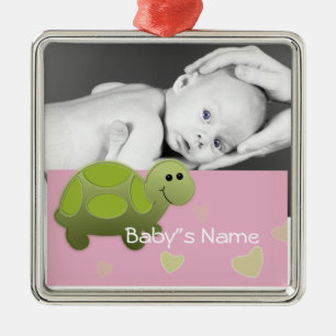Babysköldpadda/foto Julgransprydnad Metall