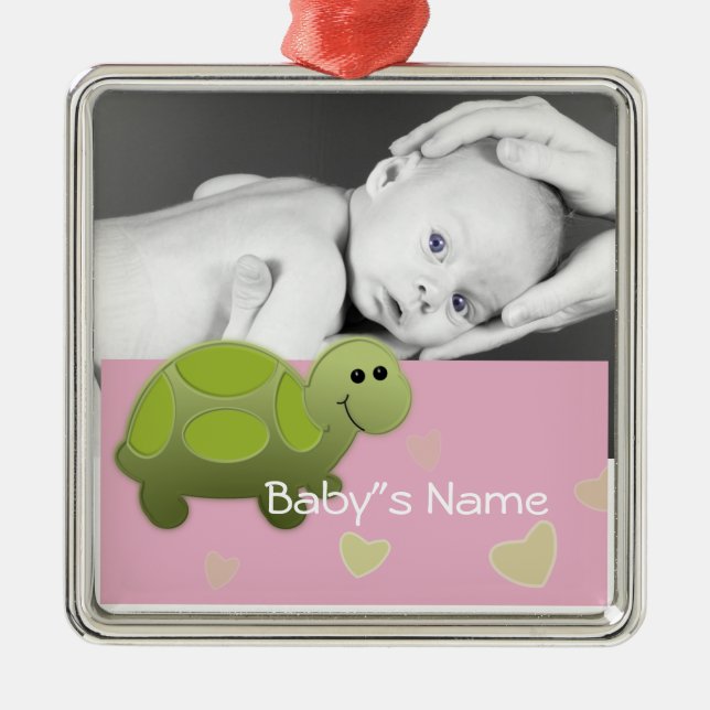 Babysköldpadda/foto Julgransprydnad Metall (Framsidan)