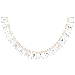 Babyskon Guld Flamingo Baby, Småskalig banderoll Vimplar