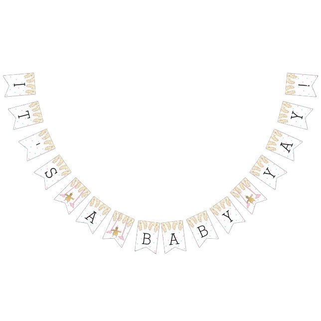 Babyskon Guld Flamingo Baby, Småskalig banderoll Vimplar (Alla)