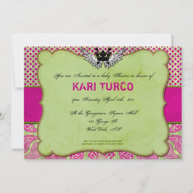 Babyskons inbjudan är väldigt urbant och höft! (Framsida)