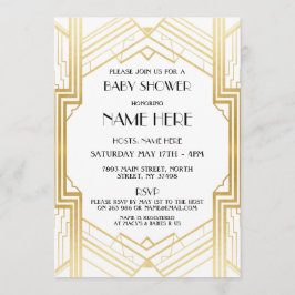 Babyskor Art Deco 1920:s Guld Party Inbjudan 20:e 