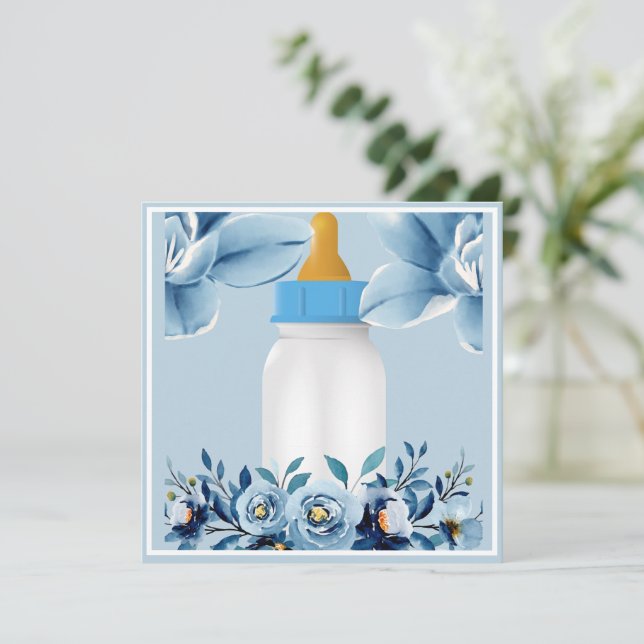 Babyskor - Baby Flaska - Blommor Tack Kort (Stående Fram)