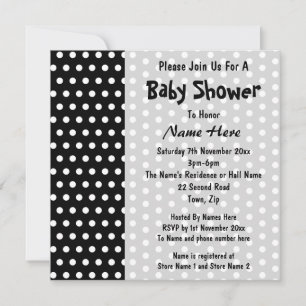 Babyskor, Black and White Polka Dot Mönster. Inbjudningar