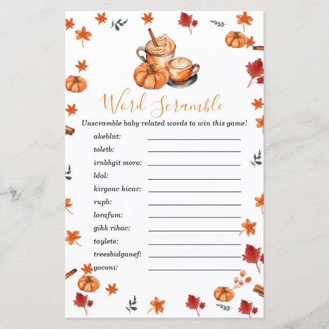 Babyskor Bröstknapp Pumpkin Spice Ord-skam (Framsida)