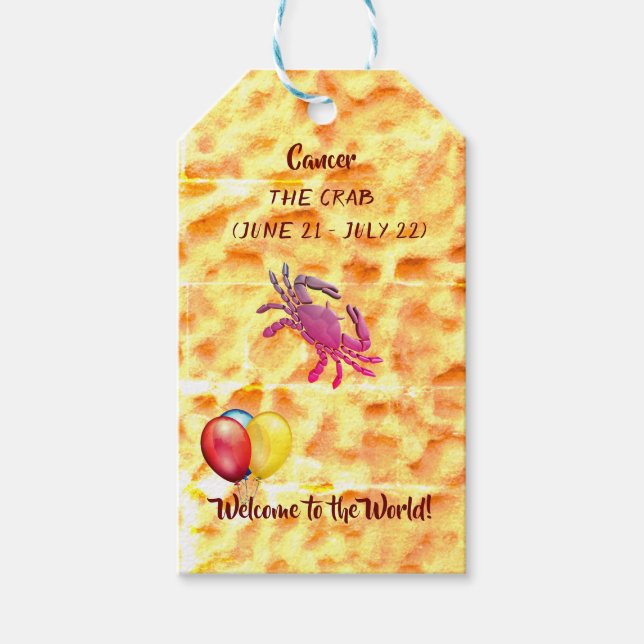 Babyskor - cancer/krabba presentetikett (Framsidan)