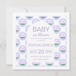 Babyskor Daisyn Rosa av Lila Flower inbjudan