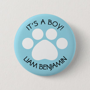 Babyskor - det är en pojke - Paw Print Themme Knapp