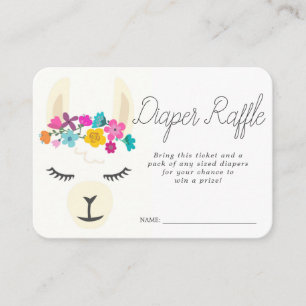 Babyskor Diaper Raffle Biljett Llama Tilläggskort