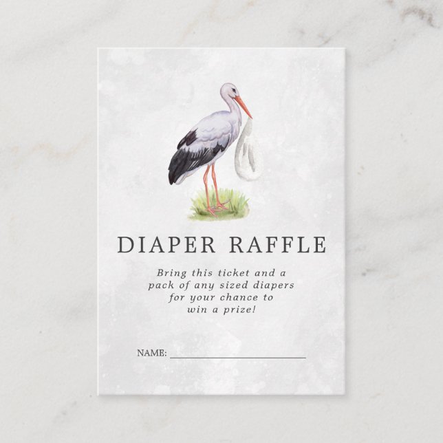 Babyskor Diaper Raffle Biljett | Stork Delivery Tilläggskort (Framsida)