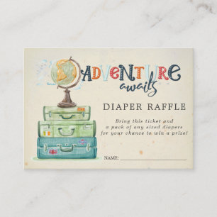 Babyskor Diaper Raffle Biljett Vintage resor Tilläggskort