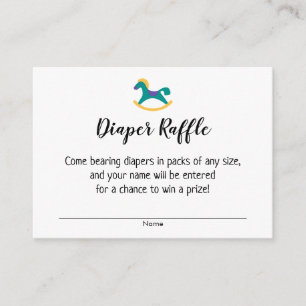 Babyskor Diaper Raffle Biljett w/ Rocking Horse Tilläggskort