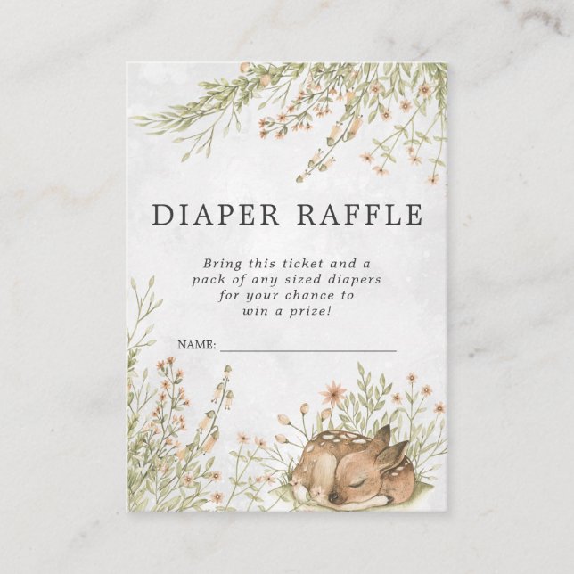 Babyskor Diaper Raffle Biljett | Woodland Hjort Tilläggskort (Framsida)
