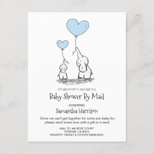 Babyskor efter Mamma och Baby Elephant Boy Blue Inbjudan Vykort