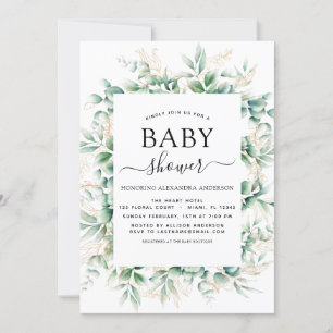 Babyskor Eucalyptus Botaniskt geometriskt Inbjudningar