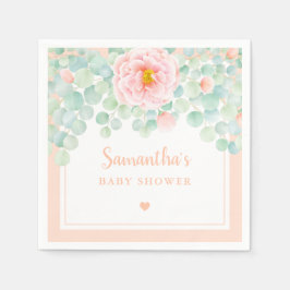 Babyskor Eucalyptus Foliage Blommigt Peach Sage Pappersservett