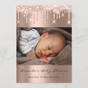 Babyskor Feet Glitter Ro driver Photo Boy Girl Inbjudningar