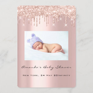 Babyskor Feet Glitter Rosa Drives Photo Boy Girl Inbjudningar