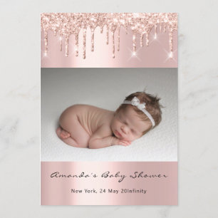 Babyskor Feet Glitter Rosa Drives Photo Boy Girl Inbjudningar