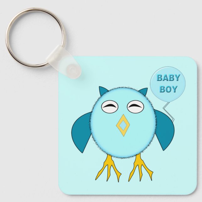 Babyskor för Anpassningsbarna Cute Blue Pojke Uggl Nyckelring (Framsida)