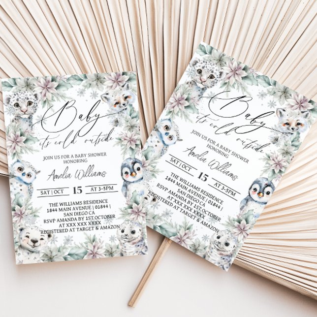 Babyskor för arktiska  i vinterBlommigten Inbjudningar (Skapare uppladdad)