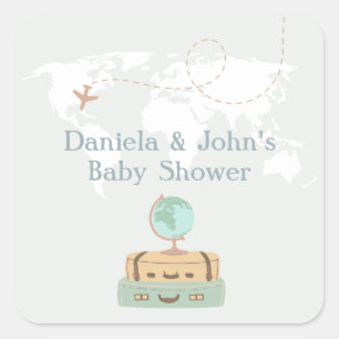 Babyskor för Äventyr Travel World Map Shower Fyrkantigt Klistermärke