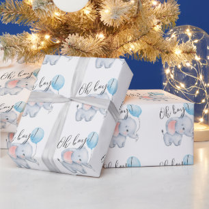 Babyskor för baby Elephant & Blue Balloon Presentpapper