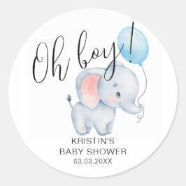 Babyskor för baby Elephant & Blue Balloon Runt Klistermärke