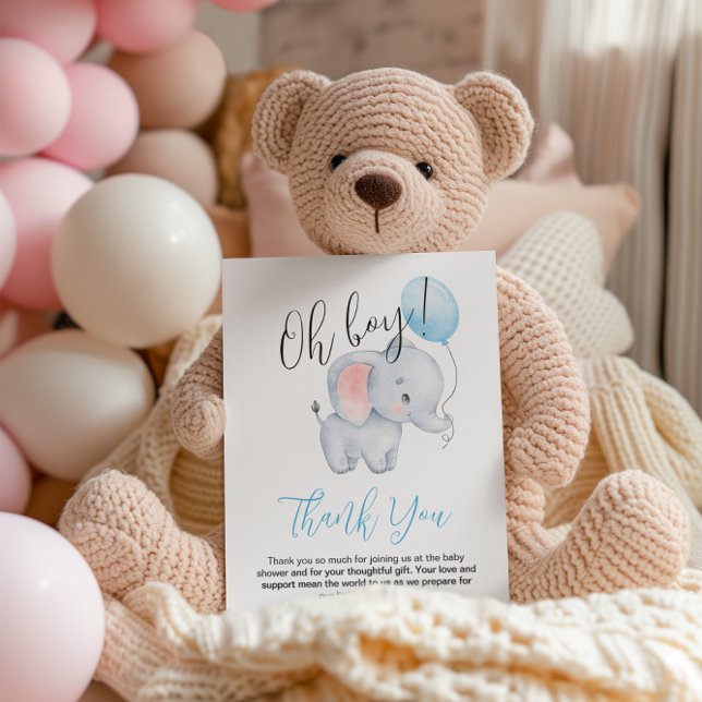 Babyskor för baby Elephant & Blue Balloon Tack Kort (Skapare uppladdad)