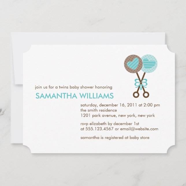 Babyskor för baby med dubbla bojor inbjudningar (Framsida)