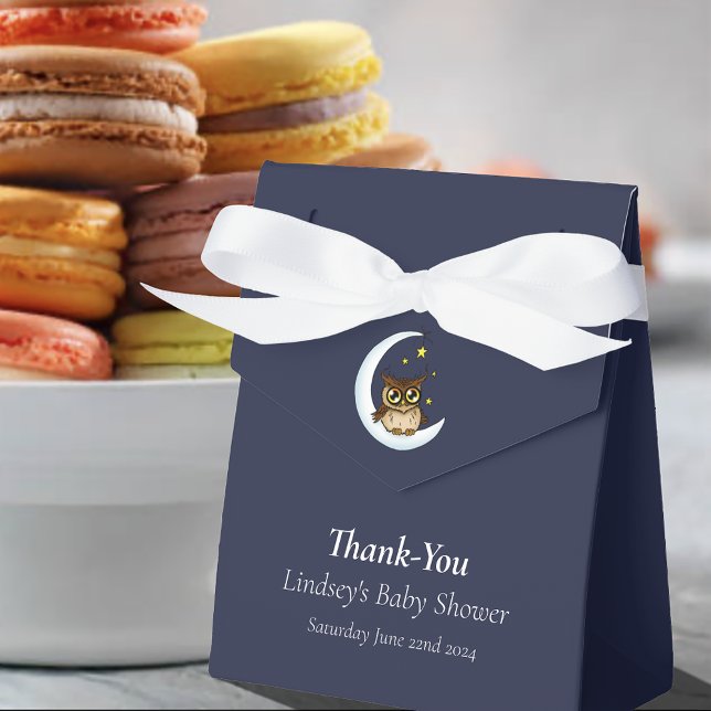 Babyskor för blå burgare i uggla Måne Presentaskar (Skapare uppladdad)