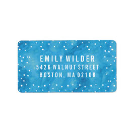 Babyskor för blå vattenfärgsfärger adressetikett