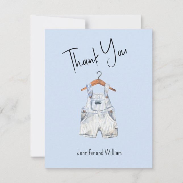 Babyskor för blåfärgade blå Baby-överdrag Tack Kort (Framsida)