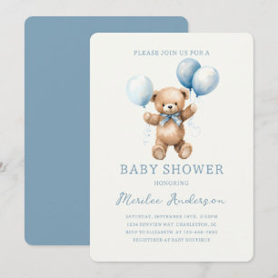 Babyskor för Blue Leksak Bear Pojke Inbjudningar