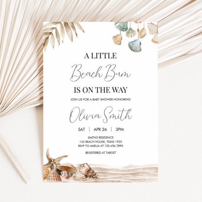 Babyskor för bojkorallkoraller inbjudningar (Beach Bum Ocean Tropical Corals Baby Shower Invitation)