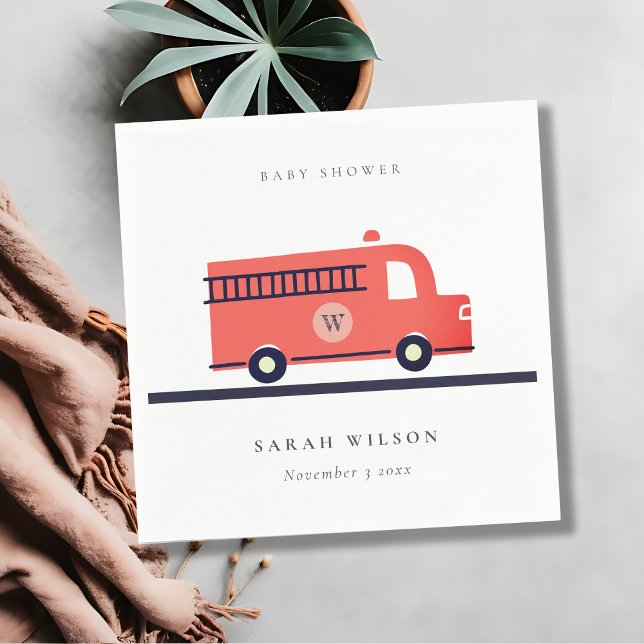 Babyskor för chic Red Navy Fire Lastbil Engine Pappersservett (Skapare uppladdad)