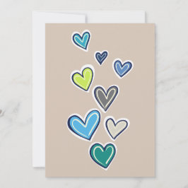 Babyskor för Cream Blue Grönt Hearts Inbjudningar