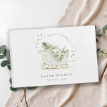 Babyskor för Cute Aqua Blue Guld Winter Sleigh Gästböcker<br><div class="desc">Sleigh Winter Theme Collection. - Det är en söt pastellfärgning Illustration av Aqua Blue guld sleigh fylld med jul gräs träd, gåvor och vinterbär med klassy guld star ram och snöfall i bakgrunden. Perfekt för dina små vinterfödelsedagsfester. Det är mycket enkelt att anpassa, med dina personuppgifter. Om du behöver någon...</div>