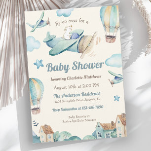 Babyskor för Cute Aviation Themme Baby Shower for Inbjudningar