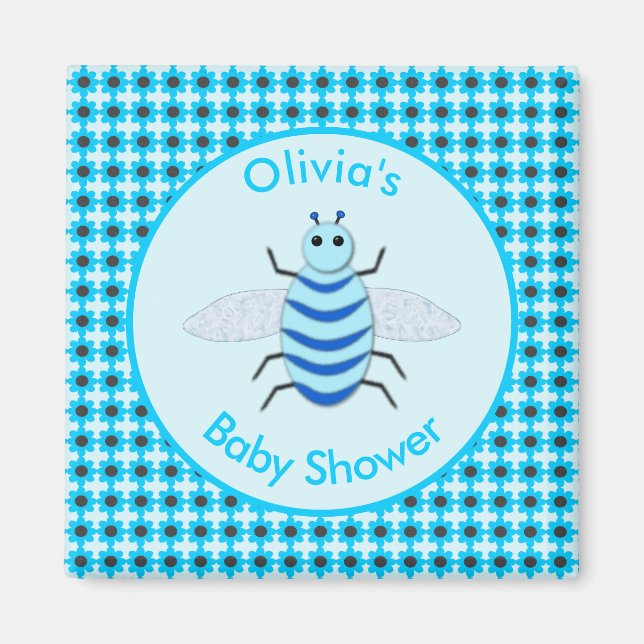 Babyskor för Cute Blue Pojke Bee Magnet (Framsidan)