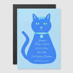 Babyskor för Cute Blue Pojke Cat Anpassningsbar   Magnetisk Inbjudningskort