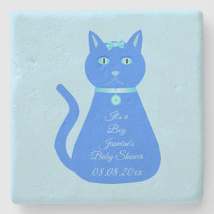 Babyskor för Cute Blue Pojke Cat Anpassningsbar Stenunderlägg