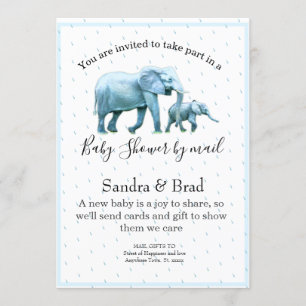 Babyskor för Cute Blue Pojke Elephants Inbjudningar