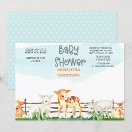 Babyskor för Cute Boskap Boys Baby Shower Inbjudningar
