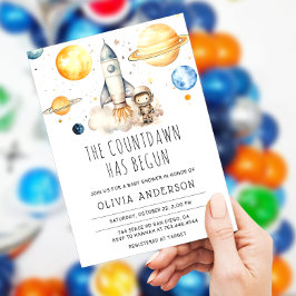 Babyskor för Cute Boy Astronaut Space Inbjudningar