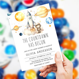 Babyskor för Cute Boy Astronaut Space Inbjudningar