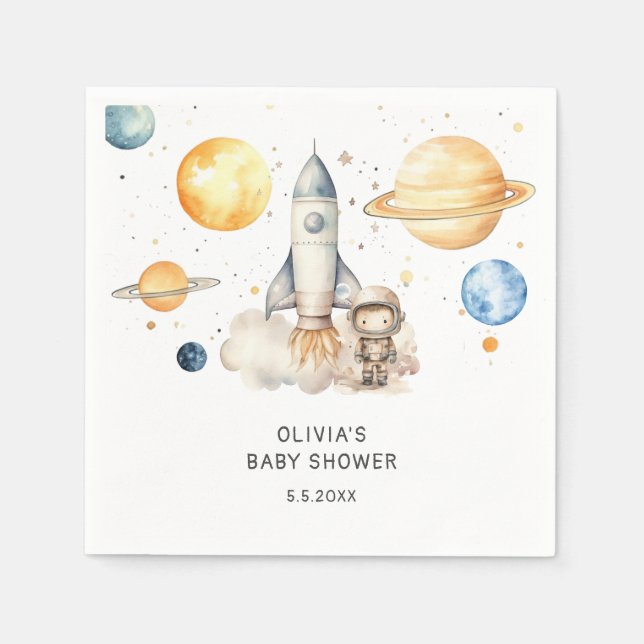 Babyskor för Cute Boy Astronaut Space Pappersservett (Framsidan)