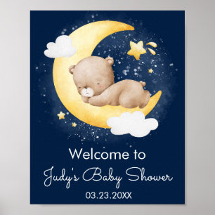 Babyskor för Cute Crescent Navy Måne Nalle Poster